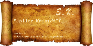 Suplicz Kristóf névjegykártya